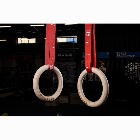 Купить Кольца гимнастические 32 мм красные стропы в Елизове 